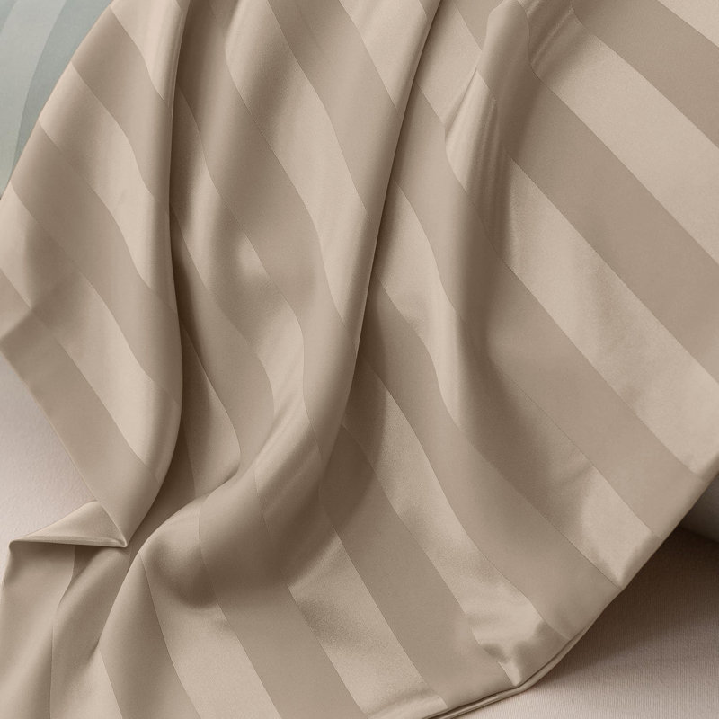 Luxury Microfiber Striped Pillowcases Set of 2 - Soft, Breathable & Wrinkle-Resistant Pillow Covers, Beige