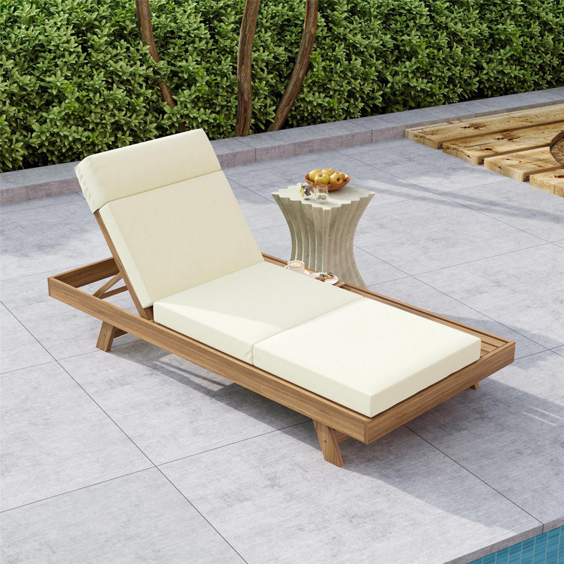 Lounge Chaise With Water-Resistant Lounge Cushions, Beige, Light Brown
