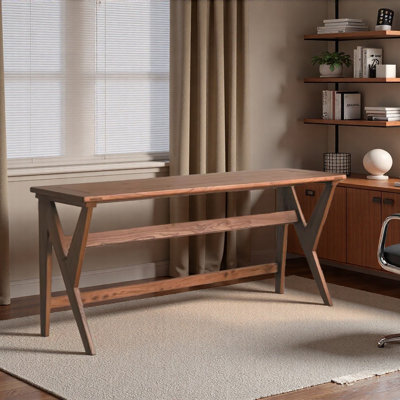Stable Carbonized Black Ash Wood Writing Desk