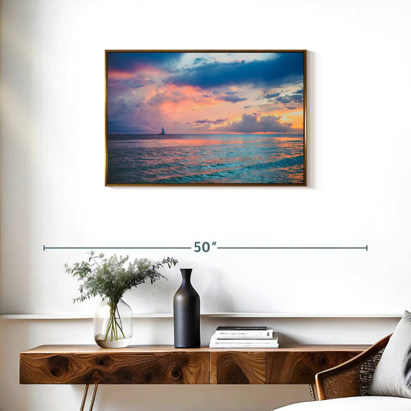 Coucher de soleil au Panama, 31 po x 21 po, Cadre flottant doré