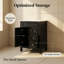 Meuble-lavabo moderne noir 24 po avec lavabo en céramique, petite armoire avec 2 tiroirs à fermeture en douceur et tablette réglable, conception d'inspiration française pour les salles de bain compactes-1801993863