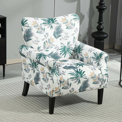 Mid-Century Modern Wingback Accent Chair with Sturdy Wood Legs and High-Back Comfort