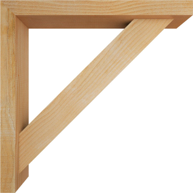 Traditional Block Bracket w/ Offset Brace, 26 x 26, 4"W Douglas Fir (Rough Sawn)