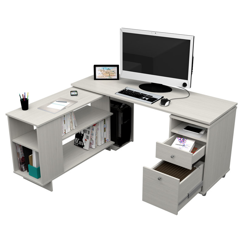 Bureau en L réversible Bror, Chêne blanchi
