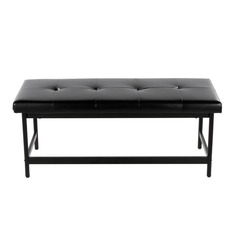 Banc en métal noir et similicuir noir, Noir
