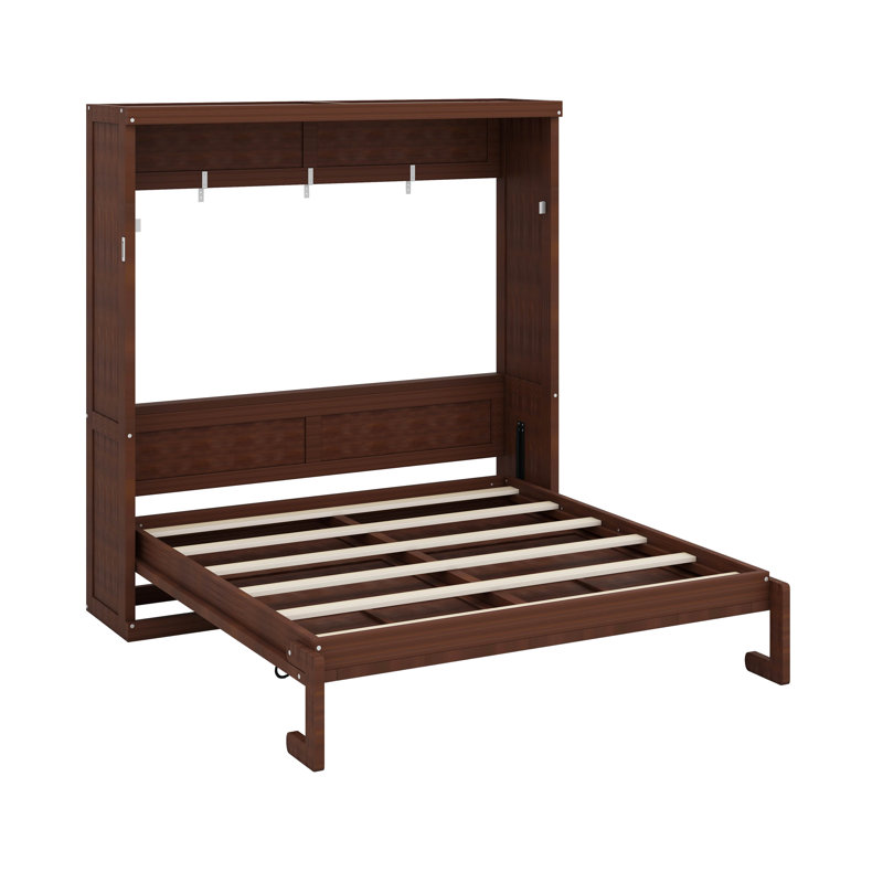 Murphy Bed Frame, Hidden Foldable Wardrobe Wall Bed, Farmhouse Hideaway Murphy Bed, Full, Espresso
