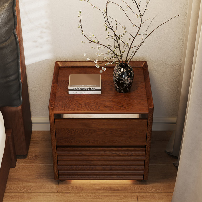 Table de chevet avec éclairage et 2 tiroirs pour la chambre à coucher, Individuel