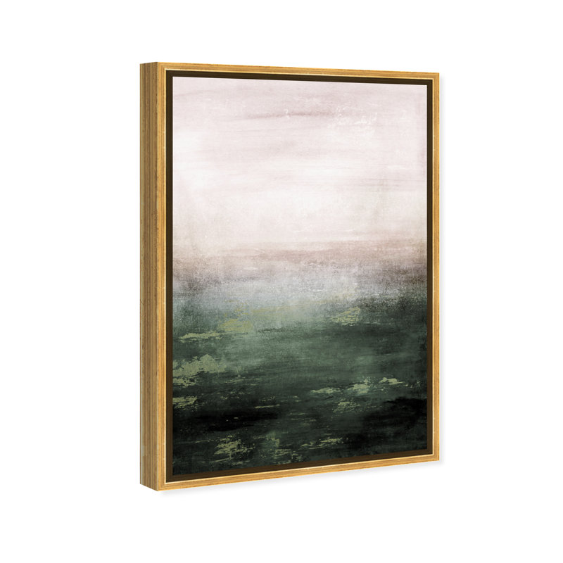 «Abstract Mossy Sailing», reproduction d'impression, H 15 po x l 10 po x P 1,5 po, Toile encadrée d'or