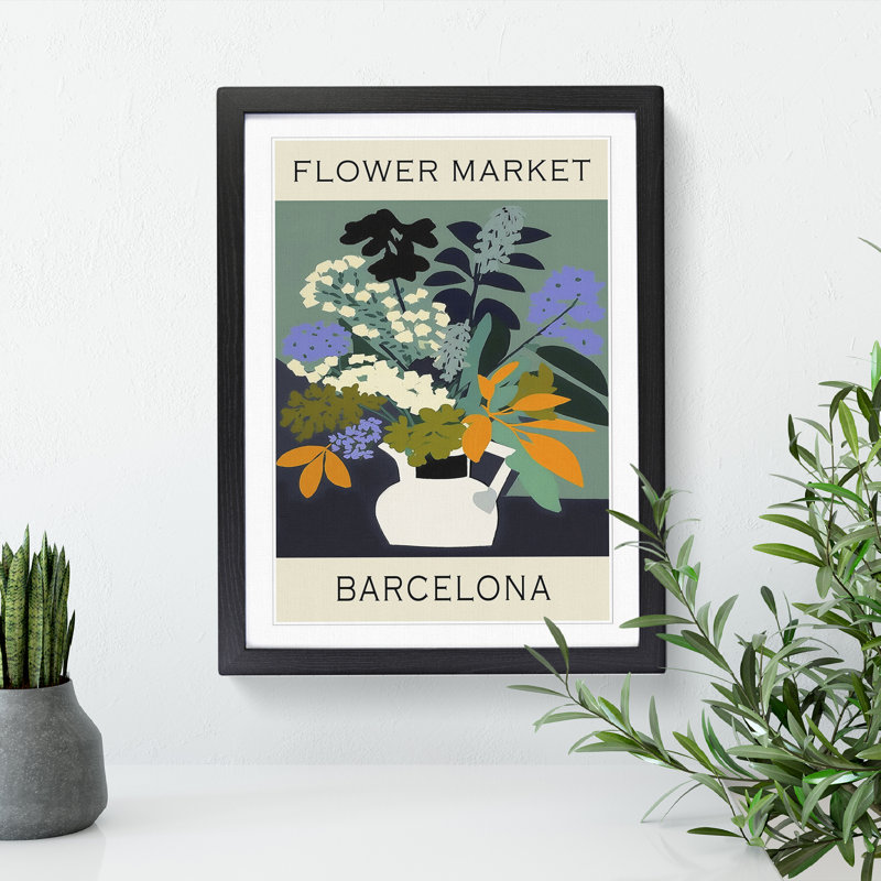 Barcelona Flower Market Exhibition No.6 - Single Picture Frame Print on Wood, 34cm H x 25cm W x 2cm D
