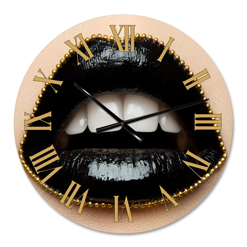 Horloge murale moderne avec lèvres rouges et rouge à lèvres, Surdimensionné