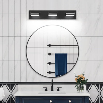 Modern 3-Light LED Bathroom Vanity Lighting Fixture With Rotatable Lamps, 24W Cool White 6000K Non-Dimmable, Matte Black Finish For Contemporary Bathroom Wall Mount Over Mirror