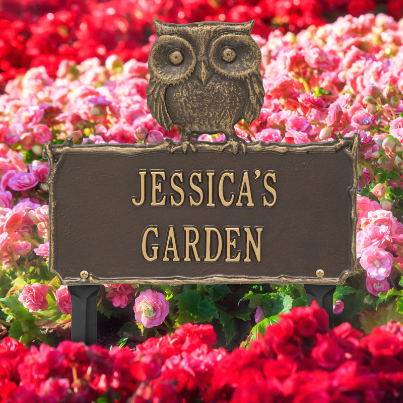Owl Personalized Garden Sig, Bronze/Gold, Yes