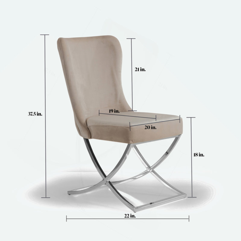 Ottomanson Set of 2 Dining Chairs with Elegant Gold Legs for Stylish Seating, Silver, Beige
