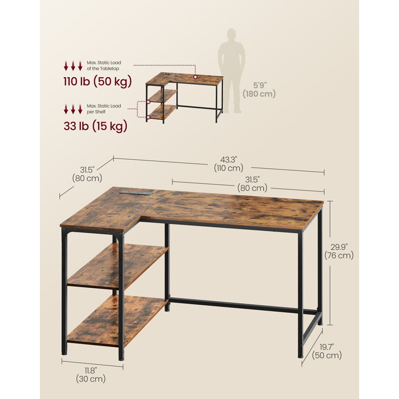 Steel Computer Desk, Brown