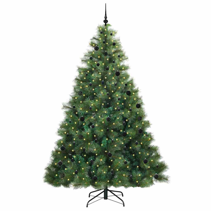  Artificial Christmas Tree with 300 LEDs  PE and PVC, 7.87' H, Black