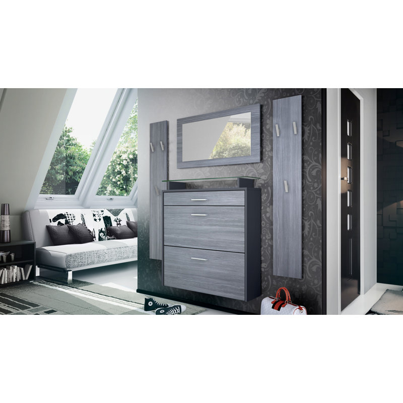 Mccarroll Hall Tree with Shoe Storage, Grey