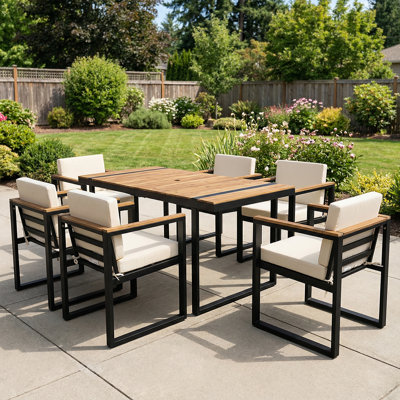 Stylish Outdoor Dining Set With Removable Cushions And Umbrella Hole - Ideal For Patio & Garden