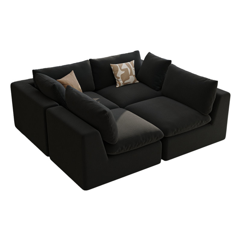 Modular 135-inch Two-person Sofa, Black
