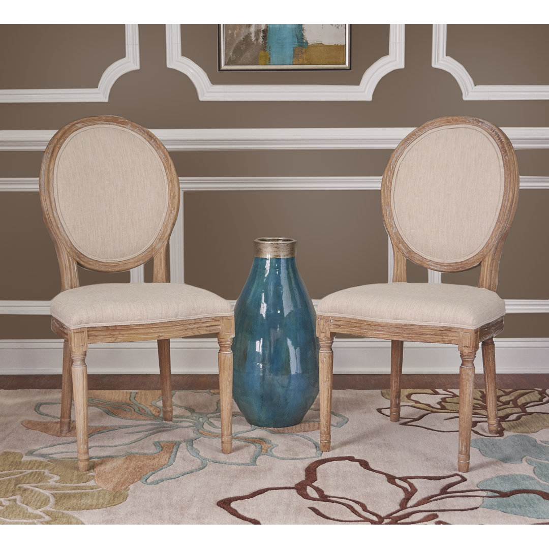 Hillary Upholstered Oval Back Side Wood Chair (Set of 2) Kelly Clarkson Home Upholstery 