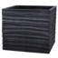 Concrete Effect Square Planter, Frostproof Outdoor Plant Pot, Garden Planter Box with Drainage Holes, Black Square Plant Pot with Straw Ribbed Pattern-93635344