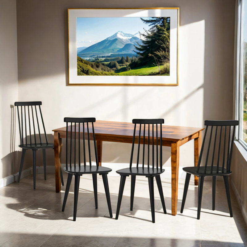 Devonya 17" W Slat Back Solid Wood Dining Chair, 4