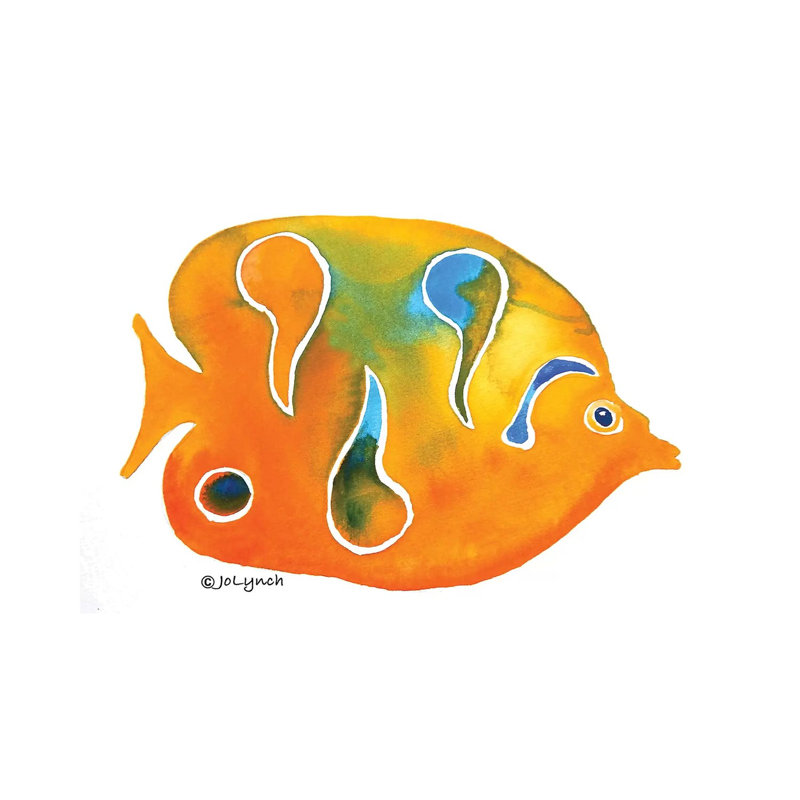 «Fish Small Orange» par Jo Lynch - peinture sur toile tendue, H 8 po x l 12 po x P 0,75 po