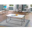 Ensemble de table, table basse, bout, côté, décor, salon, stratifié blanc, métal gris