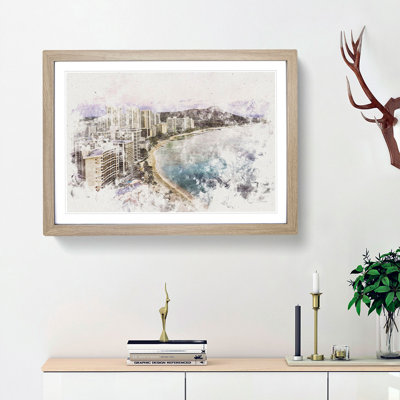 Dusk View of Waikiki Beach 1 Piece Single Picture Frame Painting on MDF