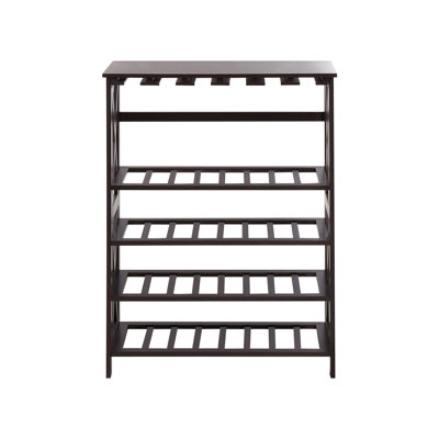 ROTHESAY 28 - Bottle Wine Bottle & Glass Rack in Brown