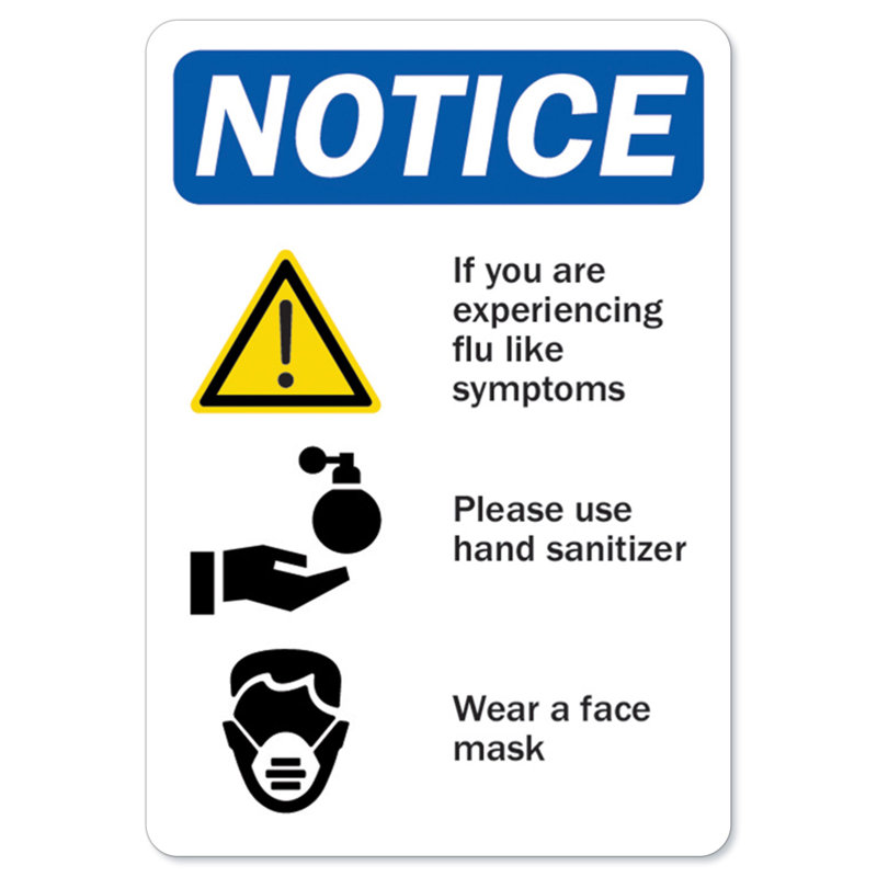 Flu Symptoms Aluminum Sign 12 x 18
