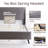 Upholstered Wingback Wooden Platform Bed Frame with Headboard, No Box Spring Needed-148080912