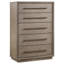 Commode de chambre à coucher à 5 tiroirs en chêne taupe Prescott (inclut la commode seulement et non le miroir)