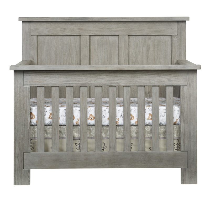 Oak Gray 4-in-1 Convertible Crib with Rustic Wainscoting