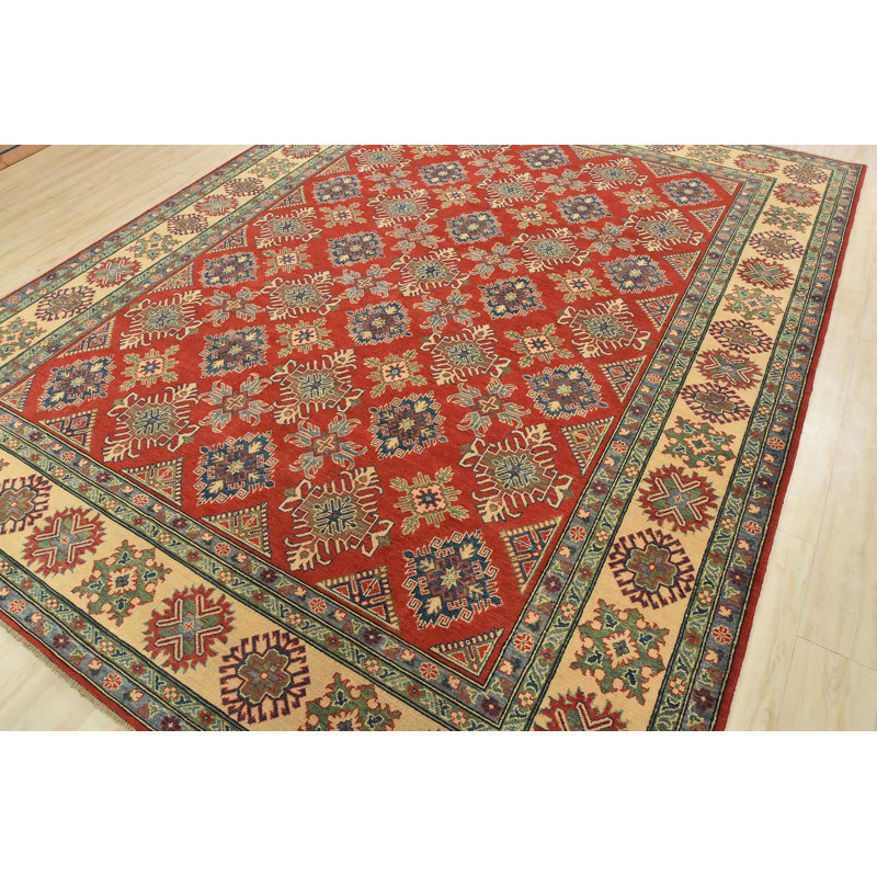 Tapis rouge nouvel âge en laine 9 pi 2 po x 11 pi 9 po Muhdin