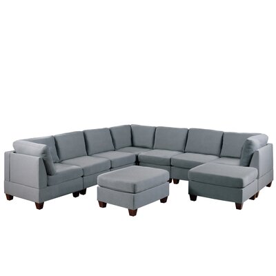 Gautama 116"" Wide Symmetrical Modular Corner Sectional with Ottoman -  Ebern Designs, D1CE69B27E6F45DD9DB432969F113B42