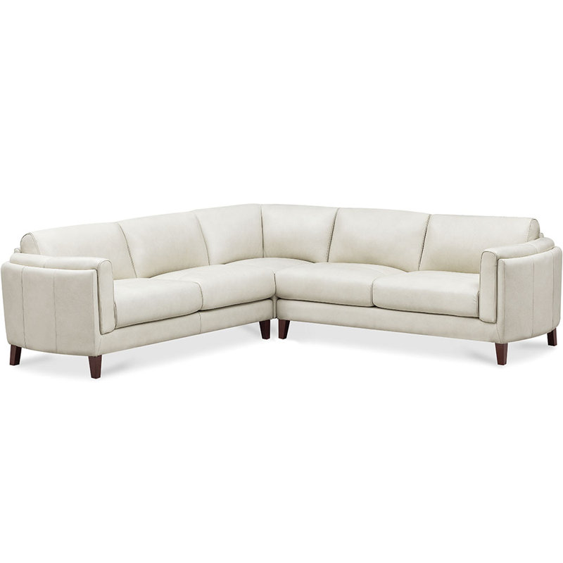 Natchez Symmertrical Leather Sectional, Ivory Genuine Leather