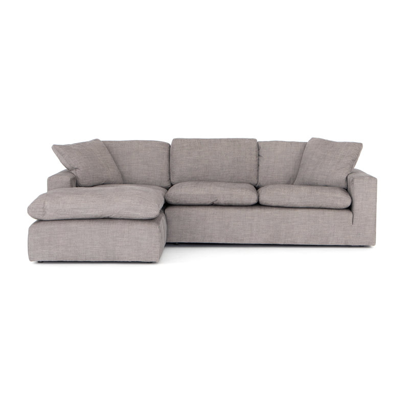 Chaise Sectional, Left Hand Facing, Cream Polyester Blend