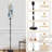 68.5" Standing Floor Lamp Abstract Blue Beige Ikat Earthy Accents Dimmable Metal Pole Lamp with Linen Lampshade LED Bulb Included