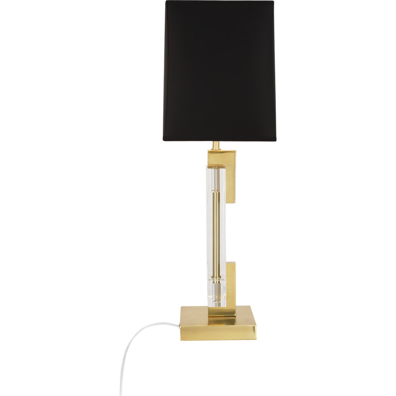 Lincoln Table Lamp, Brass/Clear, Black Opaque