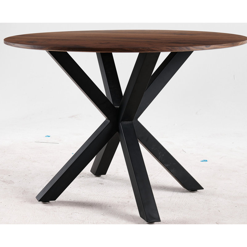 Table de salle à manger élégante pour 4 à 6 personnes, 42,1 po avec base en métal, noir mat et teinte naturelle, facile à assembler pour une utilisation familiale, matériau des pieds, couleurs, simple