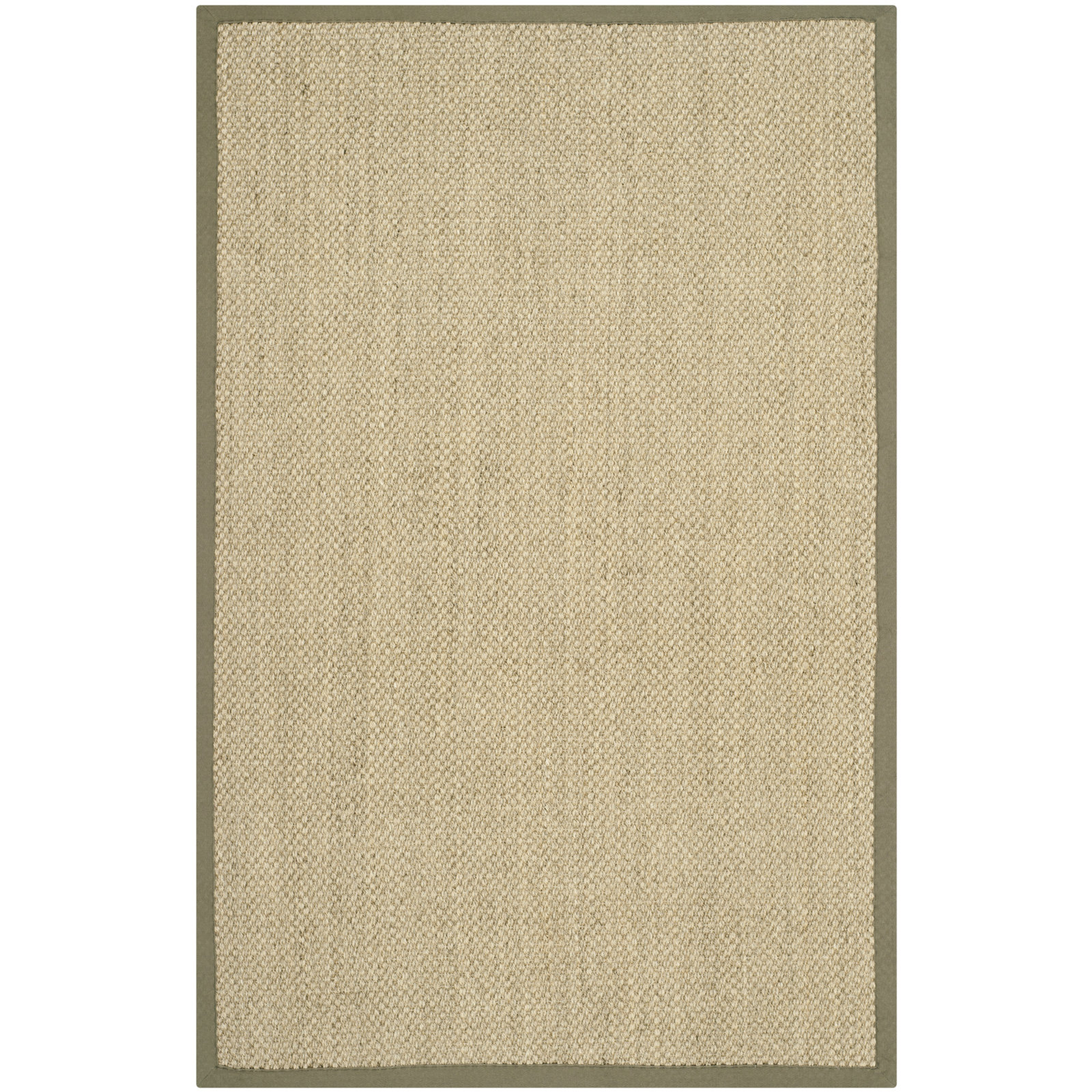 Beige Green Floral Jute Rug, Rectangle 4' x 6'