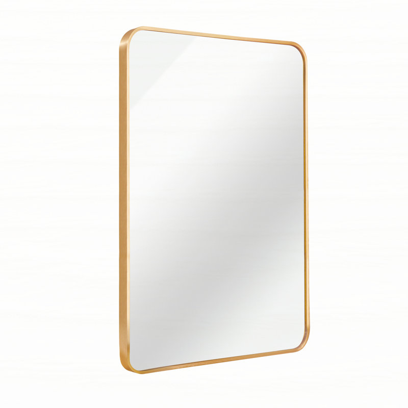 Premium Quality Rectangular Bathroom Mirror with Advanced Safety Features, Gold, 36" x 24"