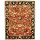 Tabriz Wool Floral Area Rug in Rust/Navy Blue