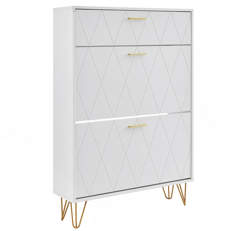 Shoe Cabinet With 3 Flip Drawers, Shoe Storage Cabinet For Entryway, Free Standing Shoe Storage Organizer For Heels, Boots, Slippers In Hallway, Living Room