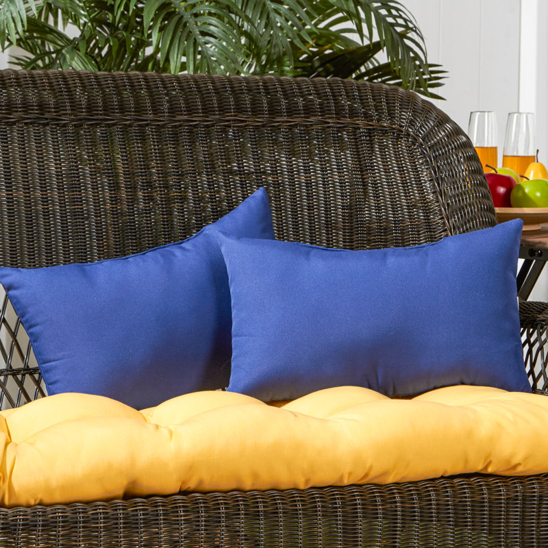 Henrich Outdoor Reversible Throw Pillow, Marine Blue, Set of 4