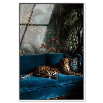 «Midnight Leopard II», impression murale encadrée à imprimé acrylique par Art Remedy, cadre blanc, 16 x 24