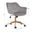 Chaise de bureau moderne en velours avec base pivotante réglable dorée