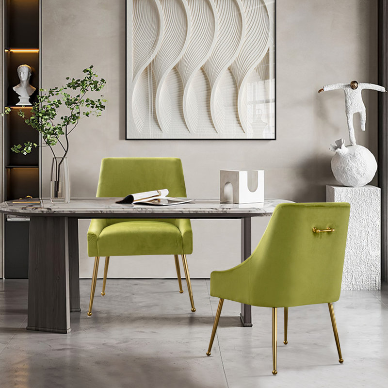  Chaise d'appoint rembourrée Krafick, Velours olive