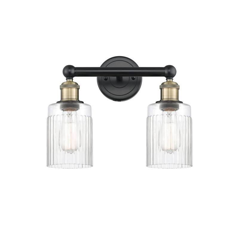 Kamena 13.5" W 2-Light Dimmable Vanity Light, Black Antique Brass, Clear