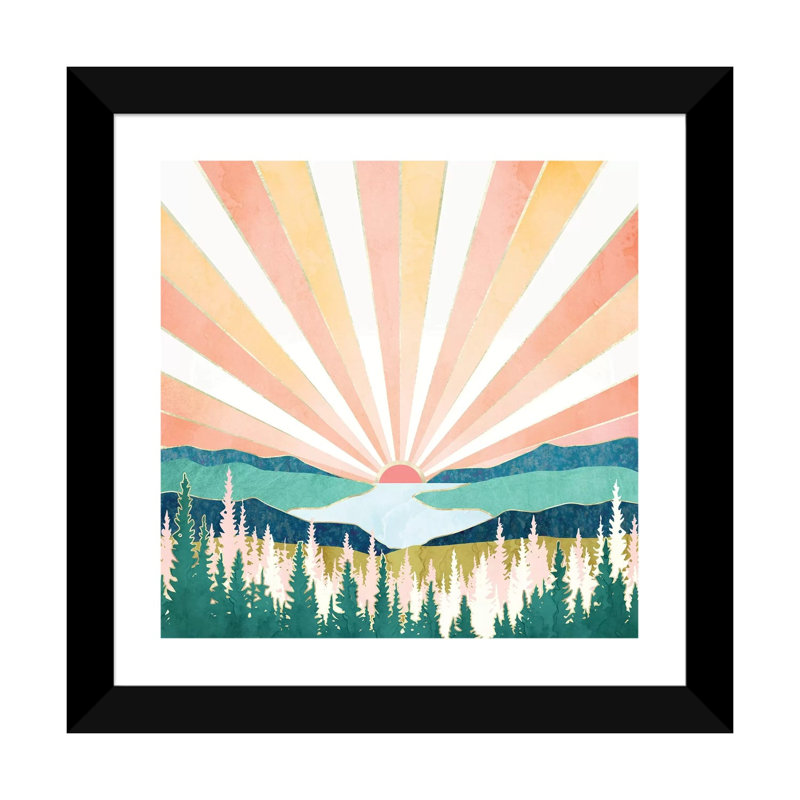 Coucher de soleil d'été - impression, H 16 po x l 16 po x p 1 po, Black Framed Paper, Blanc